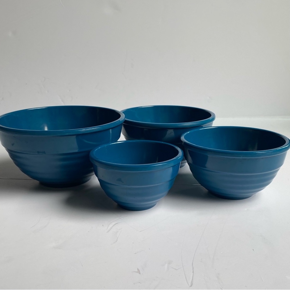 TarHong Melamine Bowls Set Of 4 Turquoise Aqua Blue 5.75” Tar Hong Nesting